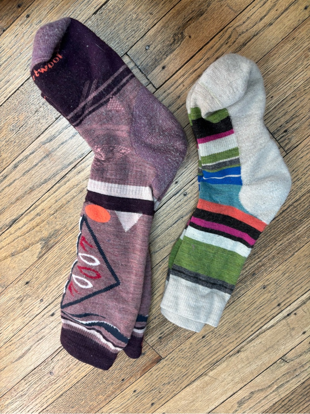 Smartwool Multi-Color Patterned Crew Socks - 2 Pair - Picture 2 of 2